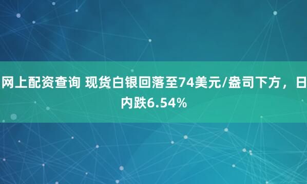 网上配资查询 现货白银回落至74美元/盎司下方，日内跌6.54%